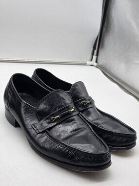 Florsheim Shoes Mens Size 10.5 D Black Leather Bit Dress Oxford Slip On